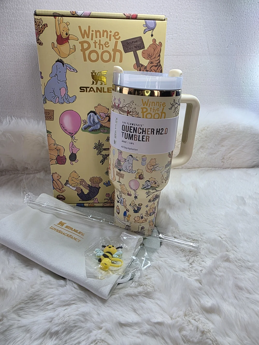 Stanley Winnie the Pooh Cream and Gold Quencher H2.0 Travel Mug - Picture 1 of 8